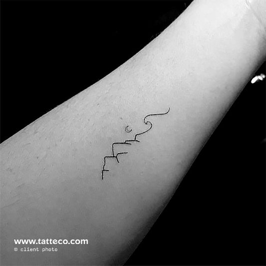 Mountain and Wave Temporary Tattoo - Set of 3