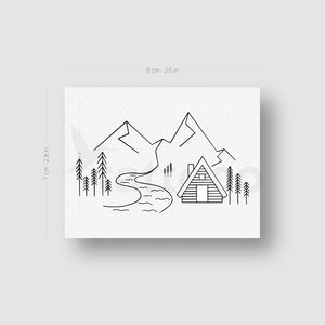 Mountain Cabin Temporary Tattoo by Cagri Durmaz - Set of 3