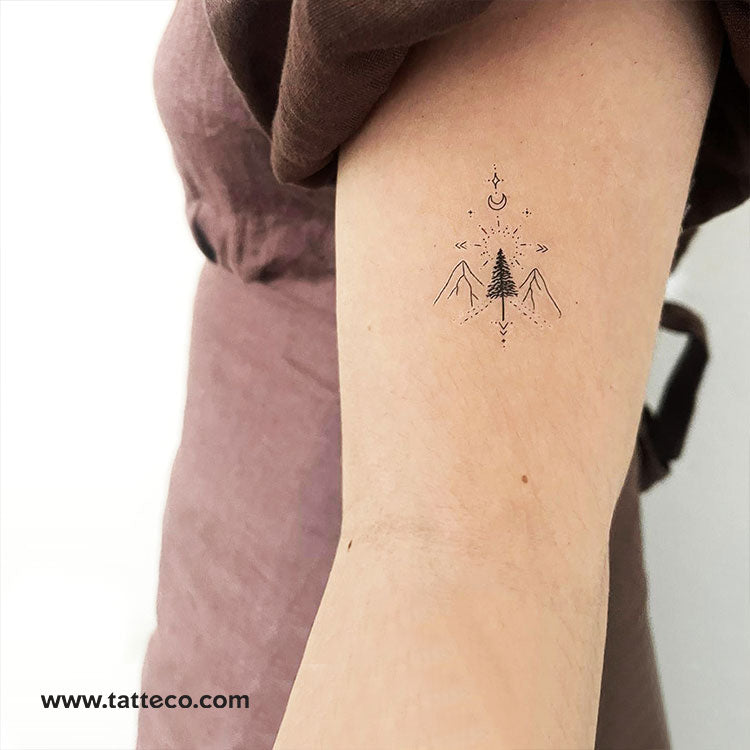 Tatuaje temporal de árbol de montaña de Tukoi - Juego de 3