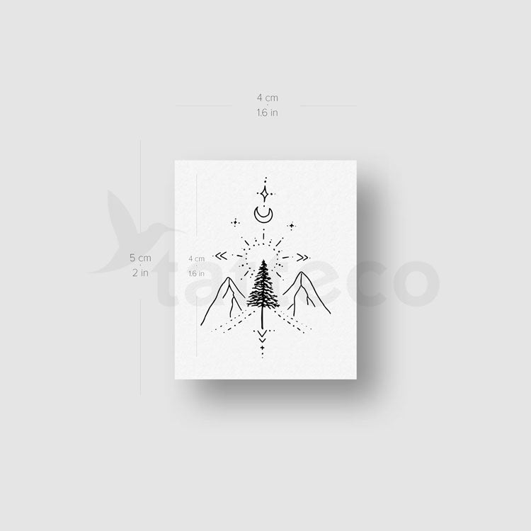 Tatuaje temporal de árbol de montaña de Tukoi - Juego de 3