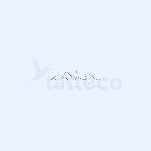 Mountain and Wave Semi-Permanent Tattoo - Set of 2