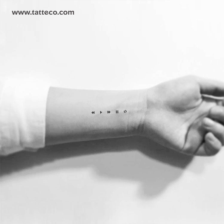 Music Media Controls Temporary Tattoo - Set of 3