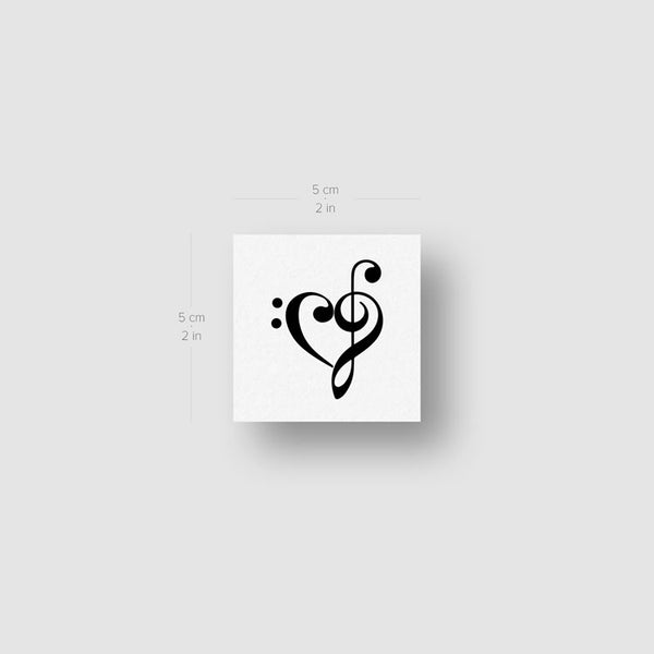 Music Heart Temporary Tattoo - Set of 3