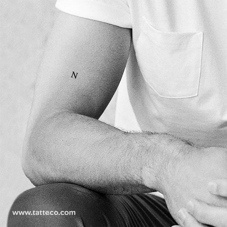 N Serif Capital Letter Temporary Tattoo - Set of 3