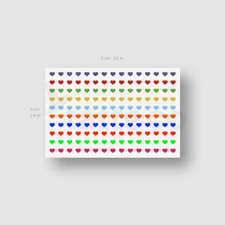 Rainbow Color Heart Nail Tattoos