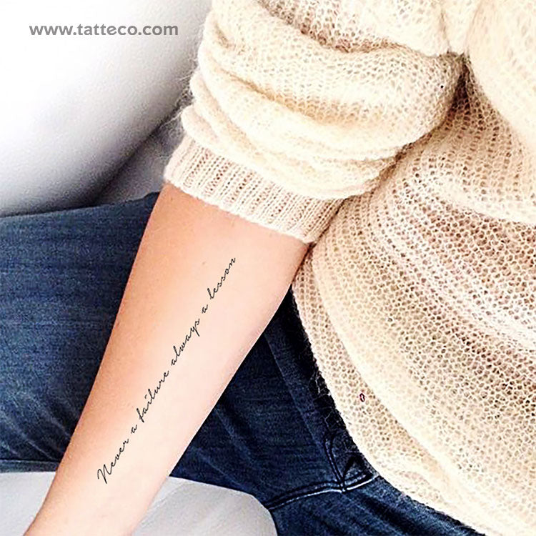 Tatuaje temporal "Nunca un fracaso, siempre una lección" (juego de 3)