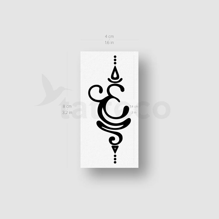 Om Unalome Temporary Tattoo - Set of 3