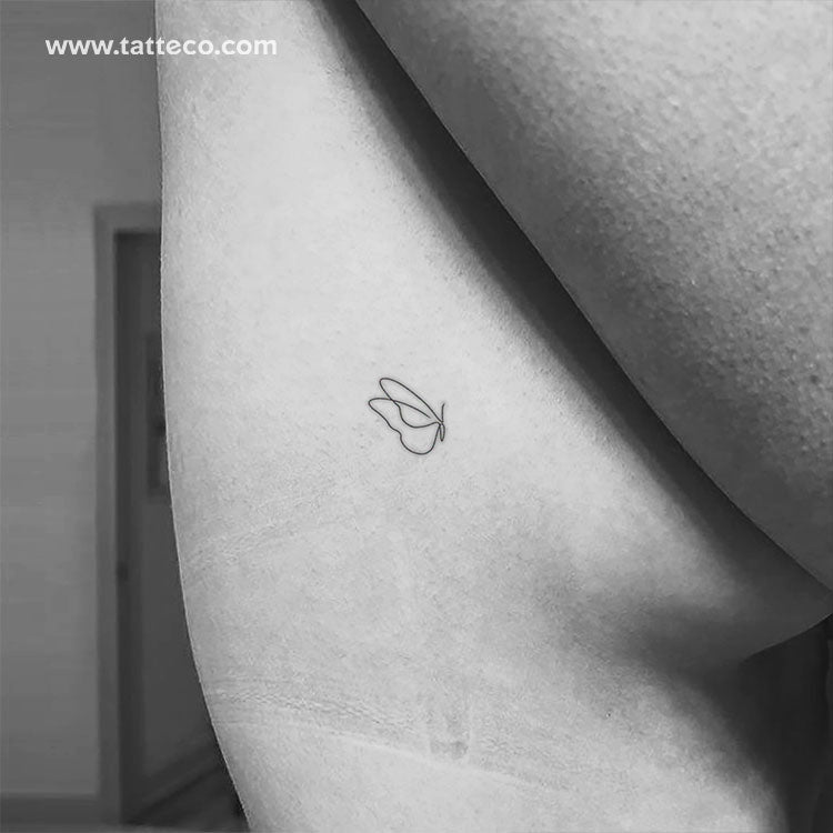 Continuous Line Butterfly Temporary Tattoo - Set of 3