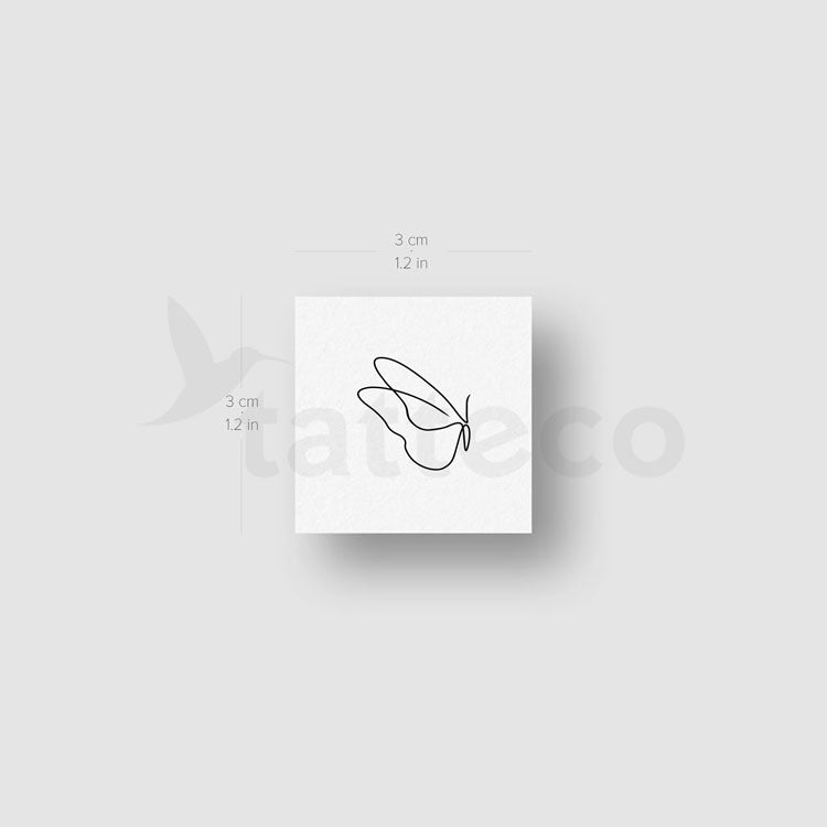 One Line Butterfly Temporary Tattoo - Set of 3