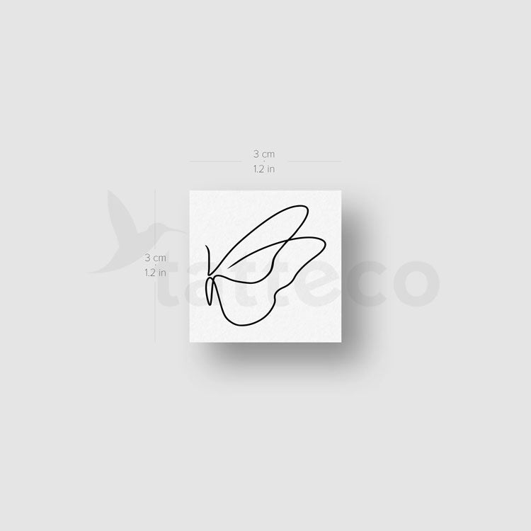 Continuous Line Butterfly Temporary Tattoo - Set of 3