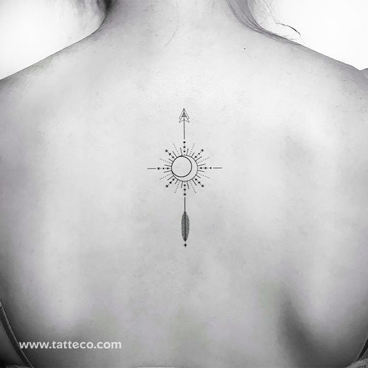 Tatuaje temporal de brújula con flecha ornamental (juego de 3)