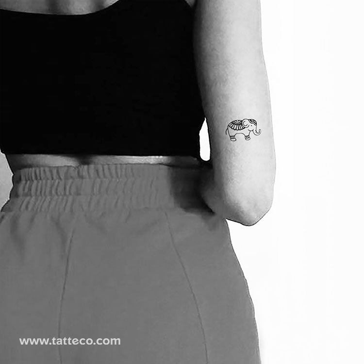 Ornamental Elephant Temporary Tattoo (Set of 3)