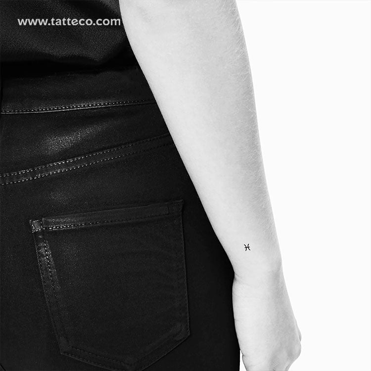 Pisces Zodiac Symbol Temporary Tattoo - Set of 3