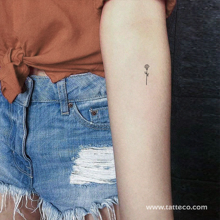 Small Fine Line Rose Temporary Tattoo - Set of 3