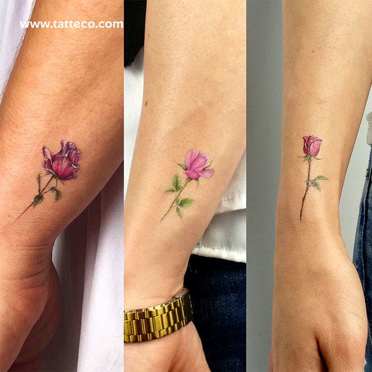 Three Roses Temporary Tattoo Set by Mini Lau - Set of 9