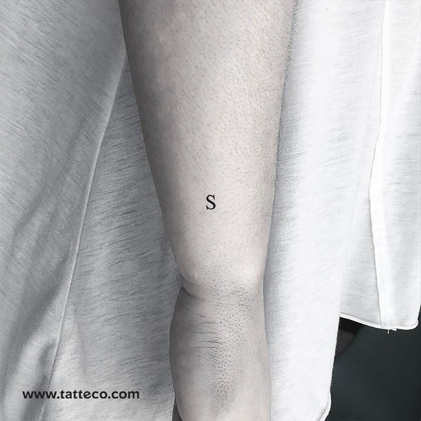S Serif Capital Letter Temporary Tattoo - Set of 3