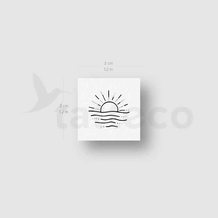 Beach Sunset Temporary Tattoo - Set of 3