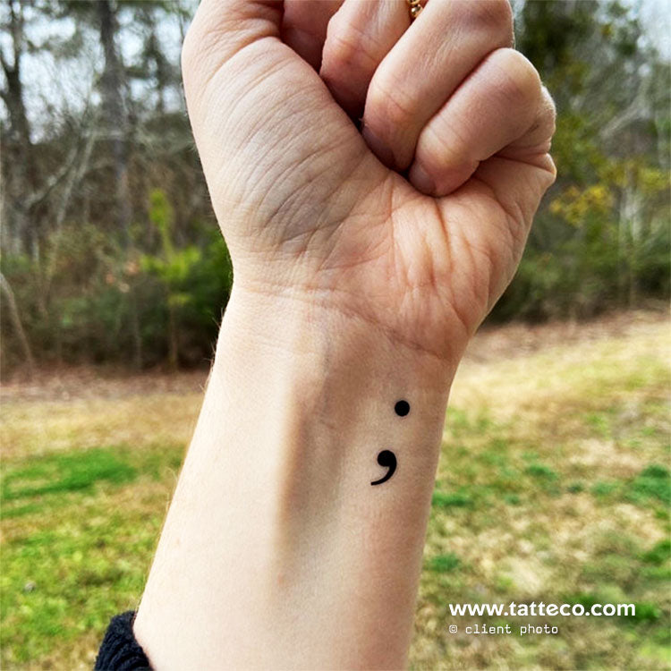 Semicolon Temporary Tattoo - Set of 3