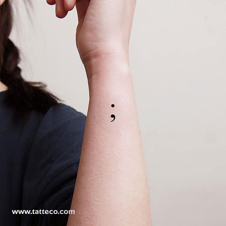 Semicolon Temporary Tattoo - Set of 3