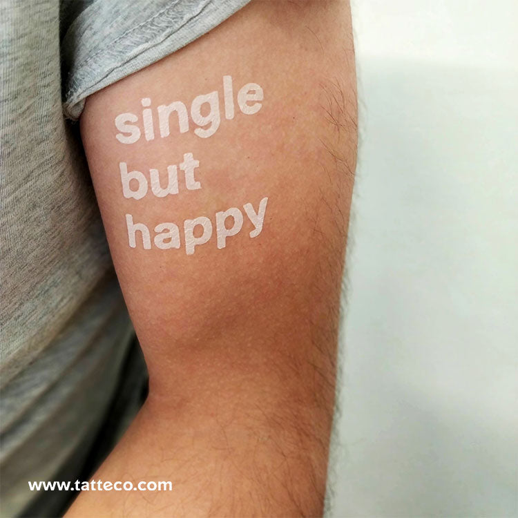 Tatuaje temporal "Soltero pero feliz" para bodas - Set de 100