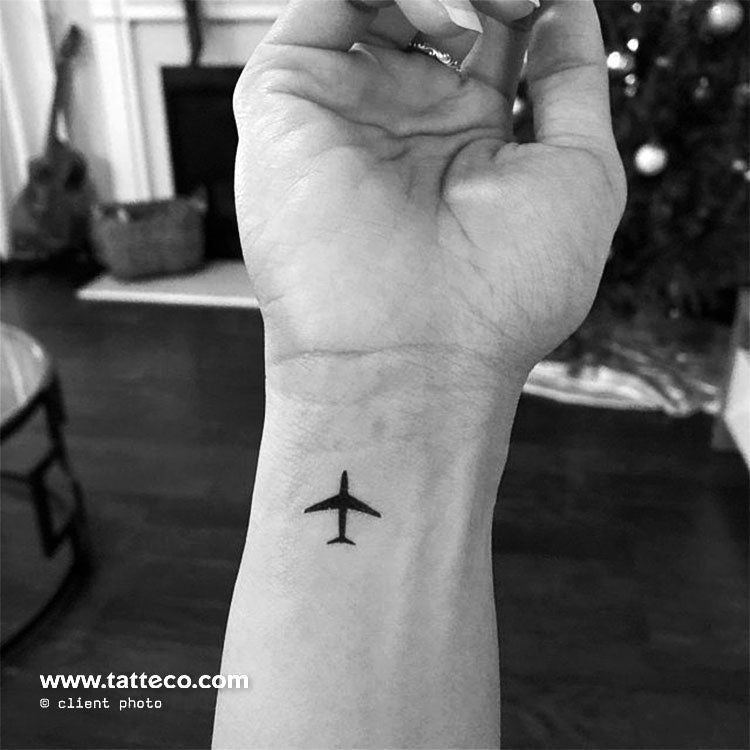 Tatuaje temporal minimalista de avión (juego de 3)