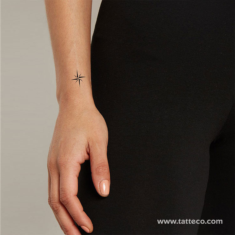 Small Minimalist Compass Rose Temporary Tattoo - Set of 3