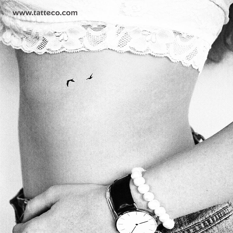Two Flying Birds Temporary Tattoo - Set of 3