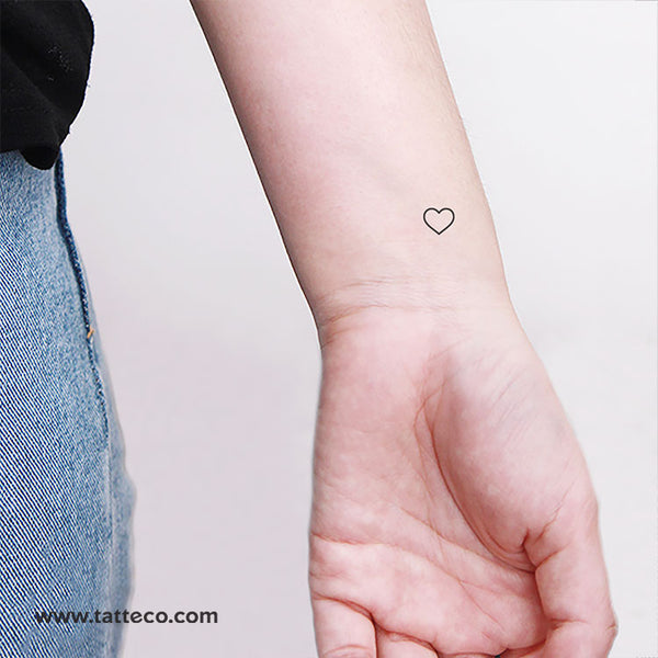 Small Minimalist Heart Outline Temporary Tattoo - Set of 3