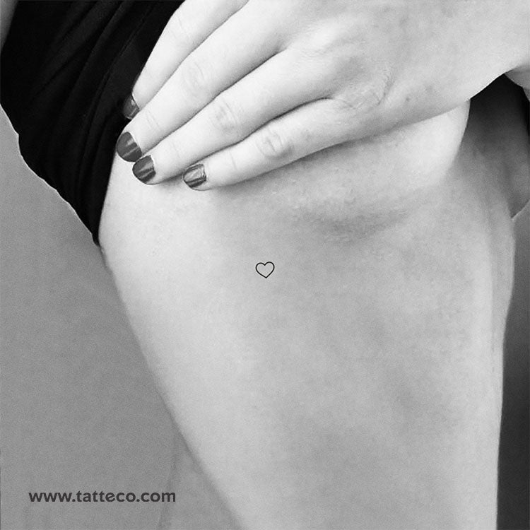 Small Minimalist Heart Outline Temporary Tattoo - Set of 3