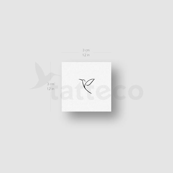 Small Fine Line Hummingbird (Right) Temporary Tattoo - Set of 3