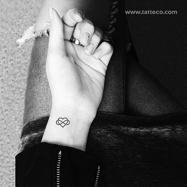 Small Intertwined Heart And Infinity Symbol Temporary Tattoo - Set of 3