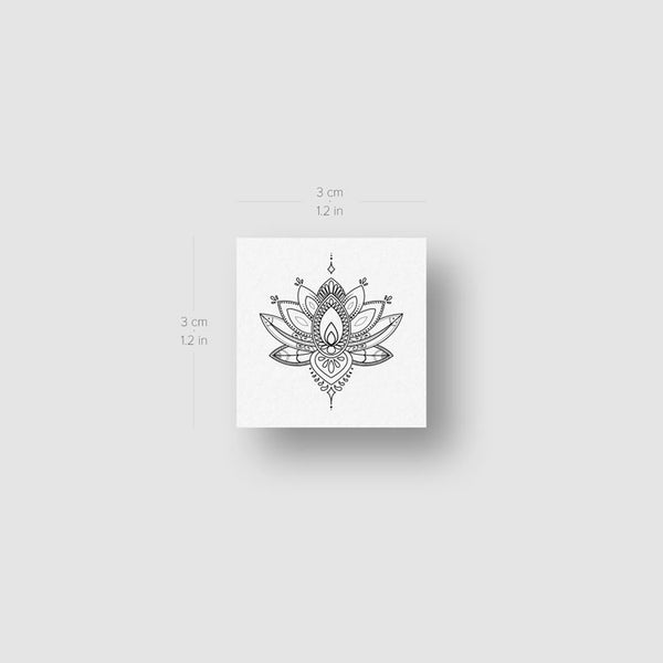 Small Sacred Lotus Flower Temporary Tattoo - Set of 3
