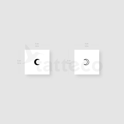 Small Matching Crescent Moon Temporary Tattoos - Set of 3+3