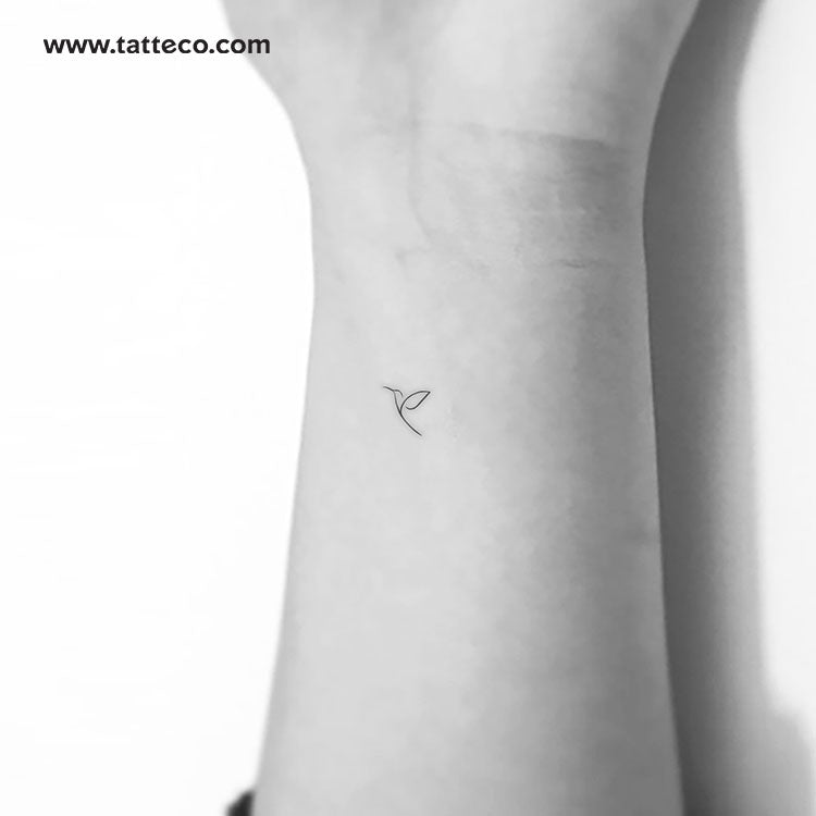 Tatuaje temporal de colibrí de línea fina pequeña (juego de 3)