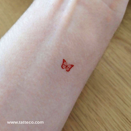 Tatuaje temporal de mariposa roja pequeña - Juego de 3