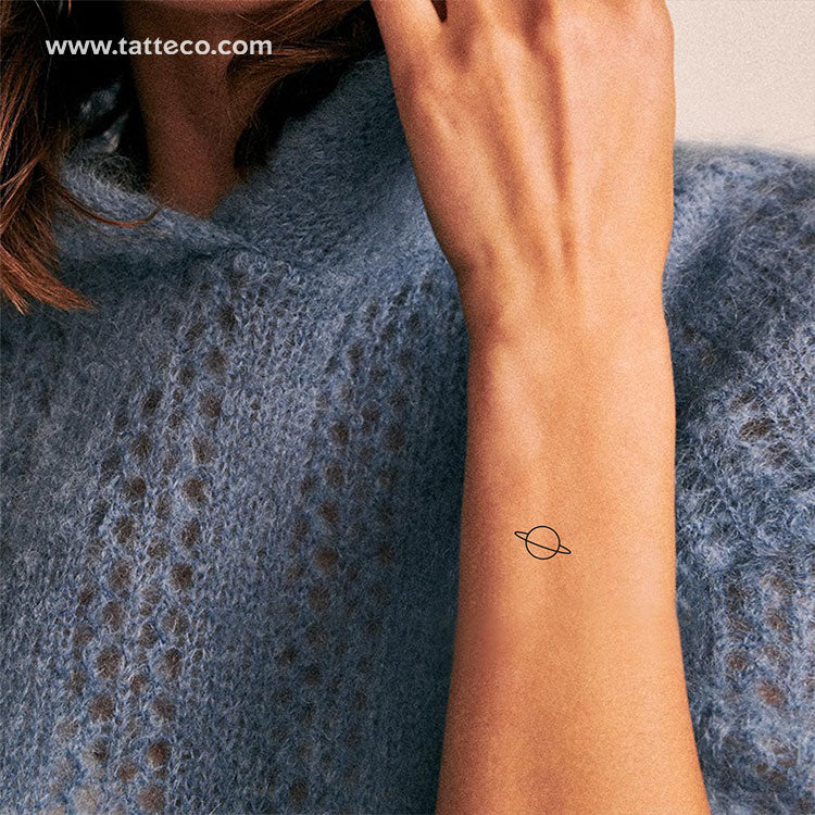 Minimalist Saturn Temporary Tattoo - Set of 3