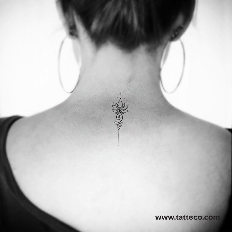 Tatuaje temporal de loto Unalome - Juego de 3