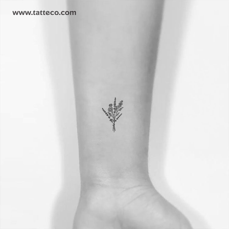 Tatuaje temporal de ramo de flores silvestres pequeño (juego de 3)