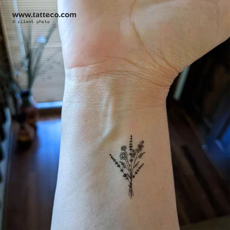 Tatuaje temporal de ramo de flores silvestres pequeño (juego de 3)