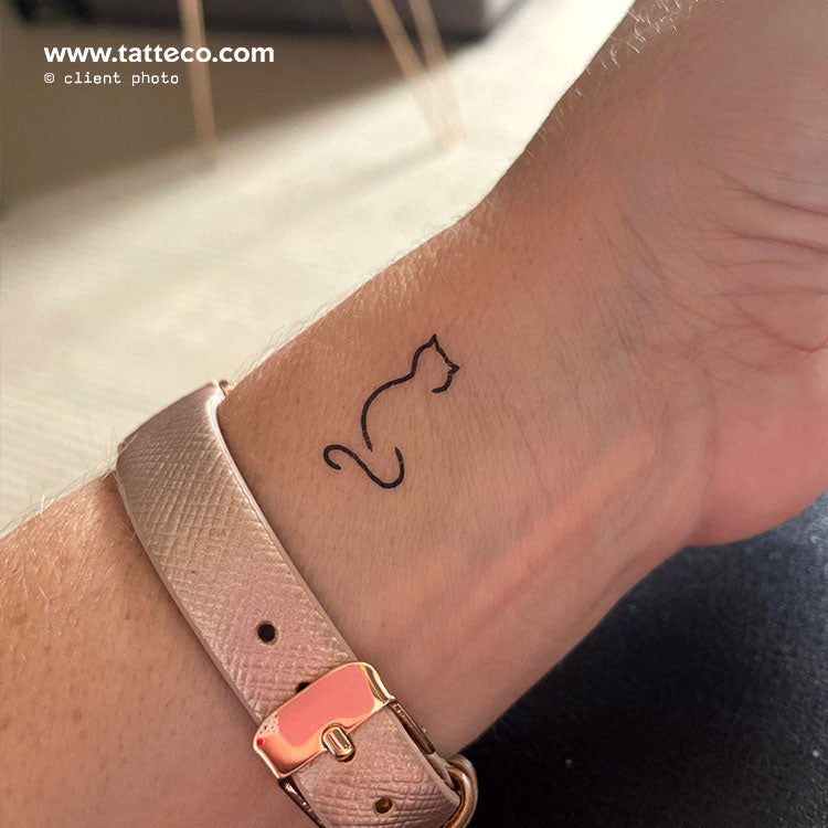 Minimalist Standing Cat Temporary Tattoo - Set of 3