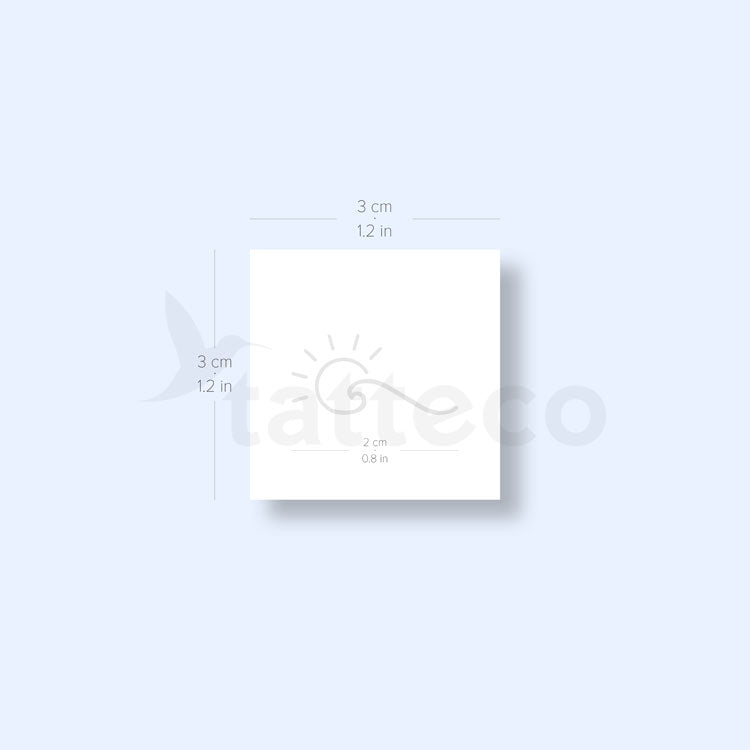 Tatuaje minimalista de ola y sol (dos semanas) - Set de 2
