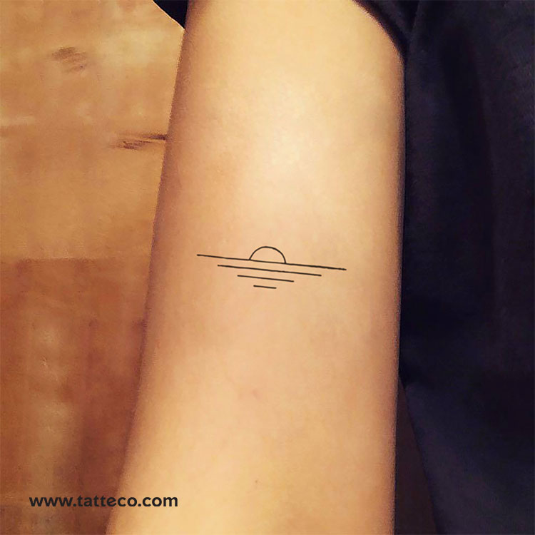Minimalist Sunset Temporary Tattoo - Set of 3