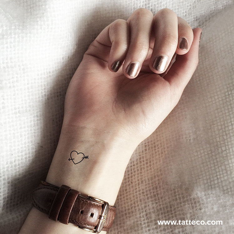 Heart And Arrow Temporary Tattoo - Set of 3