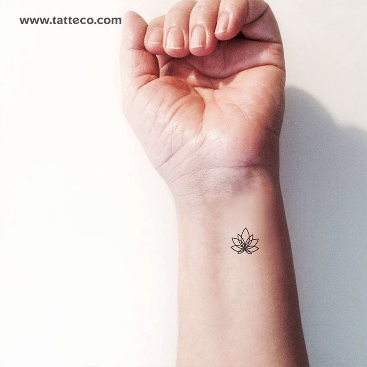 Tatuaje temporal minimalista de flor de loto (juego de 3)