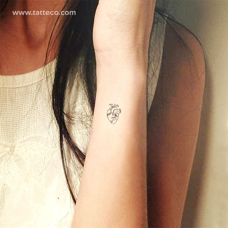 Small Anatomical Heart Temporary Tattoo - Set of 3