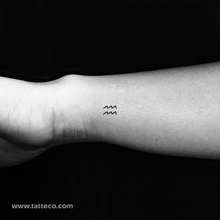 Tatuaje temporal del símbolo del zodiaco Acuario - Juego de 3