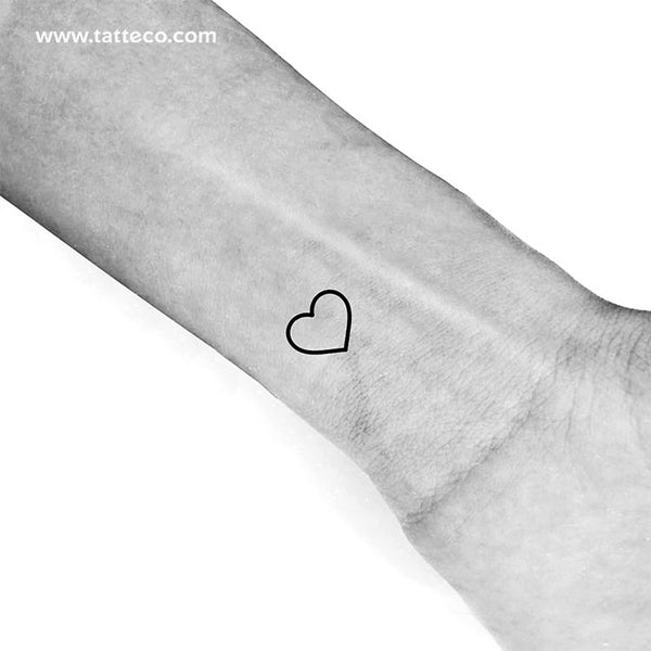 Minimalist Heart Outline Temporary Tattoo - Set of 3