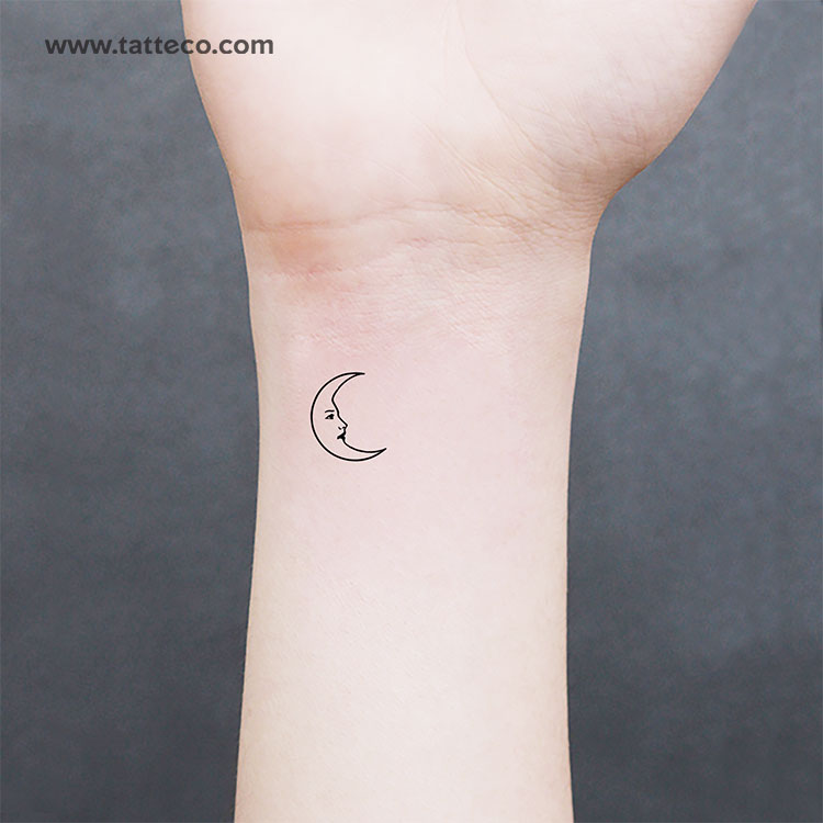 Tatuaje temporal de cara de luna creciente (juego de 3)