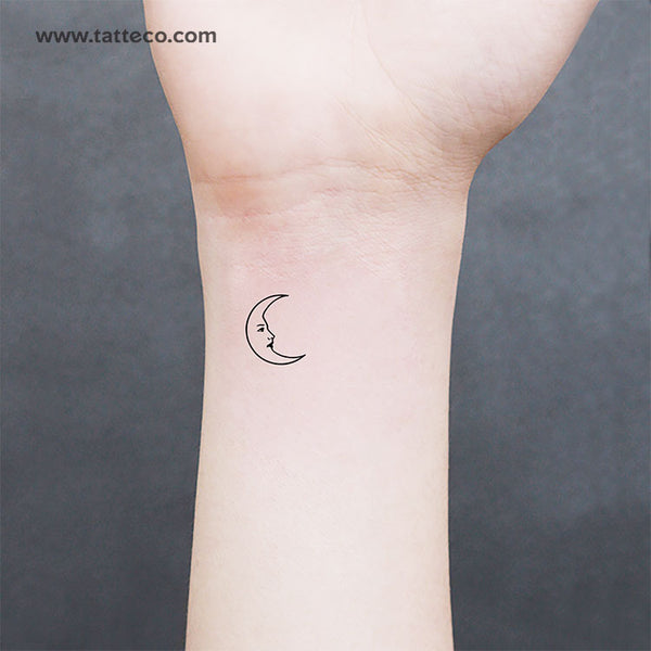 Crescent Moon Face Temporary Tattoo (Set of 3)