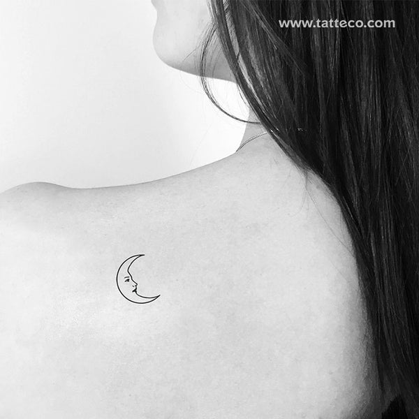 Crescent Moon Face Temporary Tattoo (Set of 3)